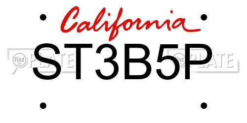 ST3B5P California License Plate