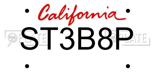 ST3B8P California License Plate