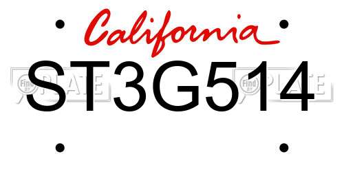 ST3G514 California License Plate