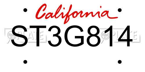 ST3G814 California License Plate