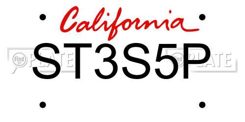 ST3S5P California License Plate