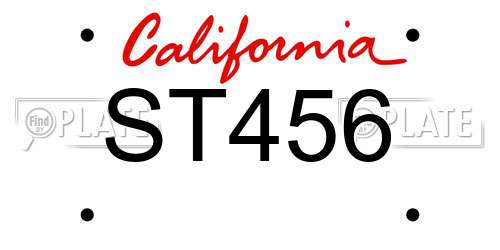 ST456 California License Plate