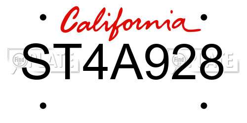 ST4A928 California License Plate