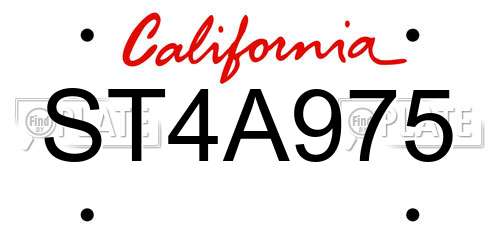 ST4A975 California License Plate