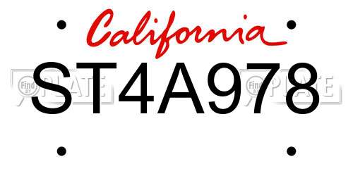 ST4A978 California License Plate