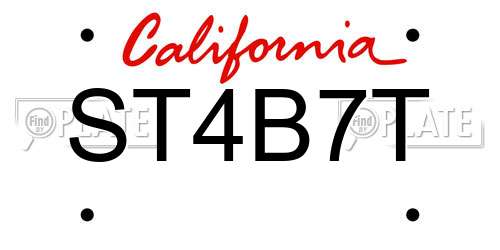ST4B7T California License Plate