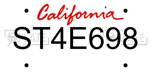 ST4E698 California License Plate