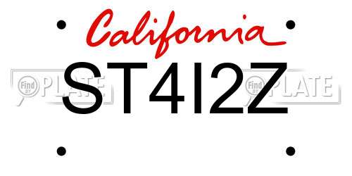 ST4I2Z California License Plate