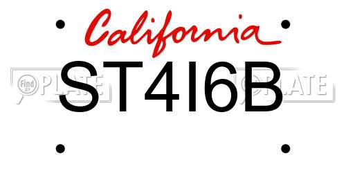 ST4I6B California License Plate