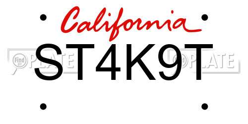 ST4K9T California License Plate