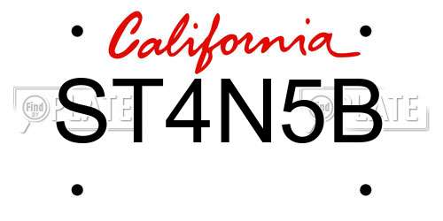 ST4N5B California License Plate