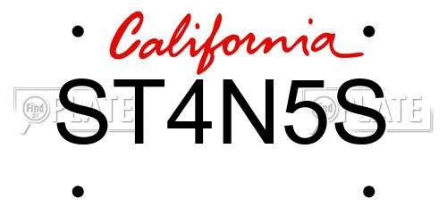 ST4N5S California License Plate