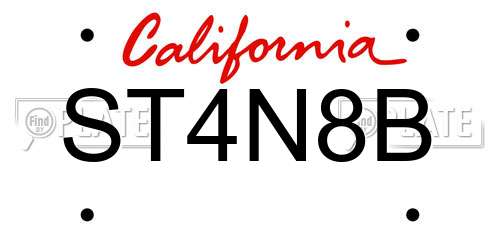 ST4N8B California License Plate