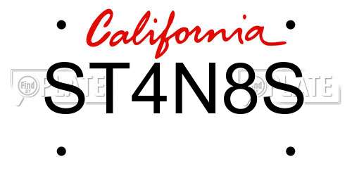 ST4N8S California License Plate