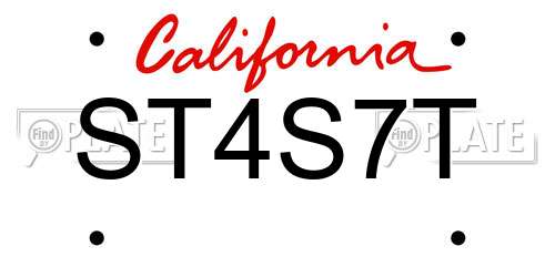ST4S7T California License Plate