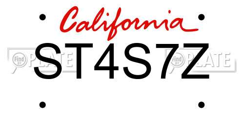 ST4S7Z California License Plate