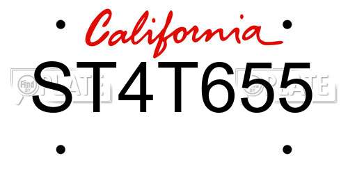 ST4T655 California License Plate