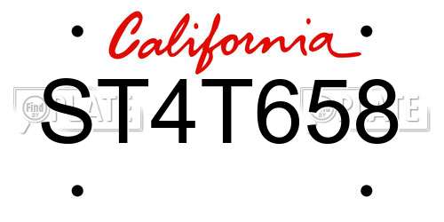 ST4T658 California License Plate
