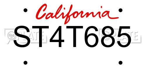 ST4T685 California License Plate