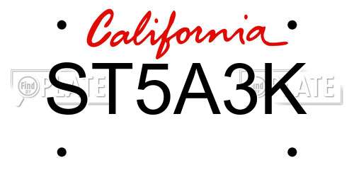 ST5A3K California License Plate