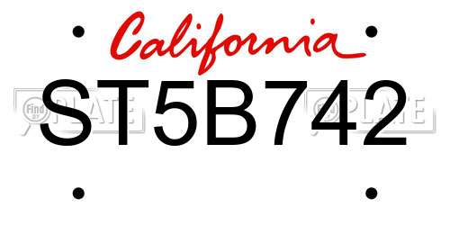 ST5B742 California License Plate