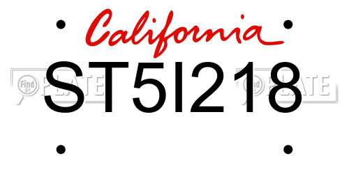 ST5I218 California License Plate