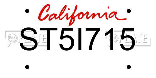 ST5I715 California License Plate