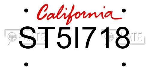 ST5I718 California License Plate
