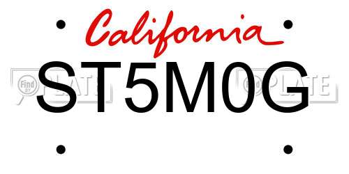 ST5M0G California License Plate