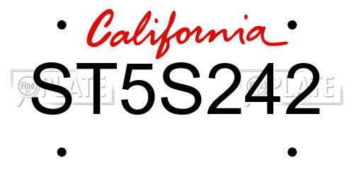ST5S242 California License Plate