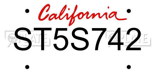 ST5S742 California License Plate