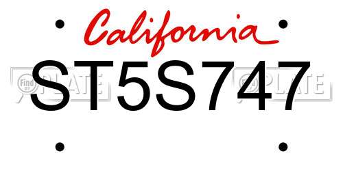 ST5S747 California License Plate