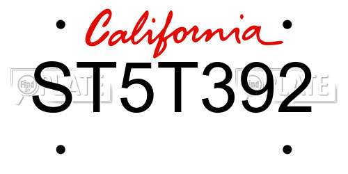 ST5T392 California License Plate