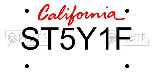 ST5Y1F California License Plate