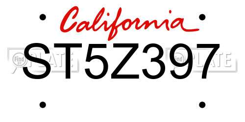 ST5Z397 California License Plate