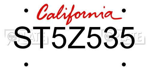 ST5Z535 California License Plate