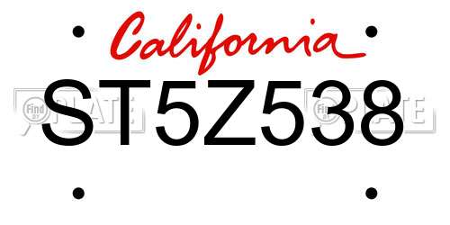 ST5Z538 California License Plate