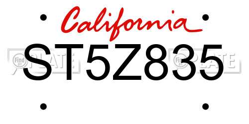 ST5Z835 California License Plate