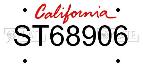 ST68906 California License Plate