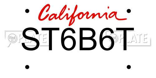 ST6B6T California License Plate