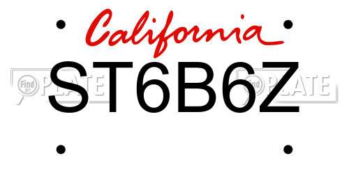 ST6B6Z California License Plate