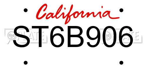 ST6B906 California License Plate