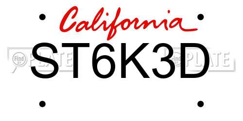 ST6K3D California License Plate