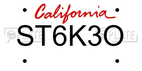 ST6K3O California License Plate