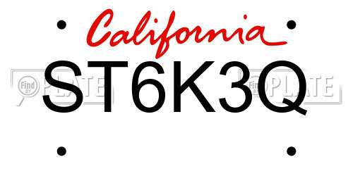 ST6K3Q California License Plate