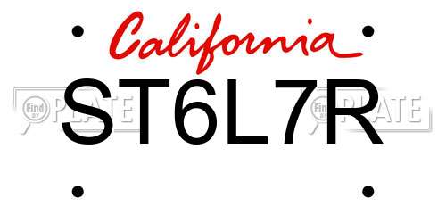 ST6L7R California License Plate