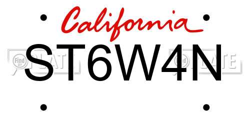 ST6W4N California License Plate