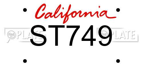 ST749 California License Plate