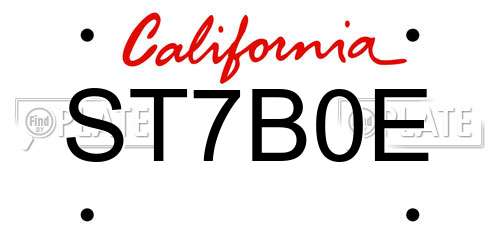 ST7B0E California License Plate
