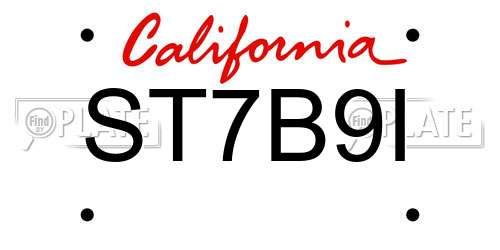 ST7B9I California License Plate